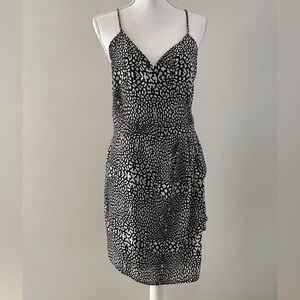 Aqua faux wrap dress in black and‎ white animal print L